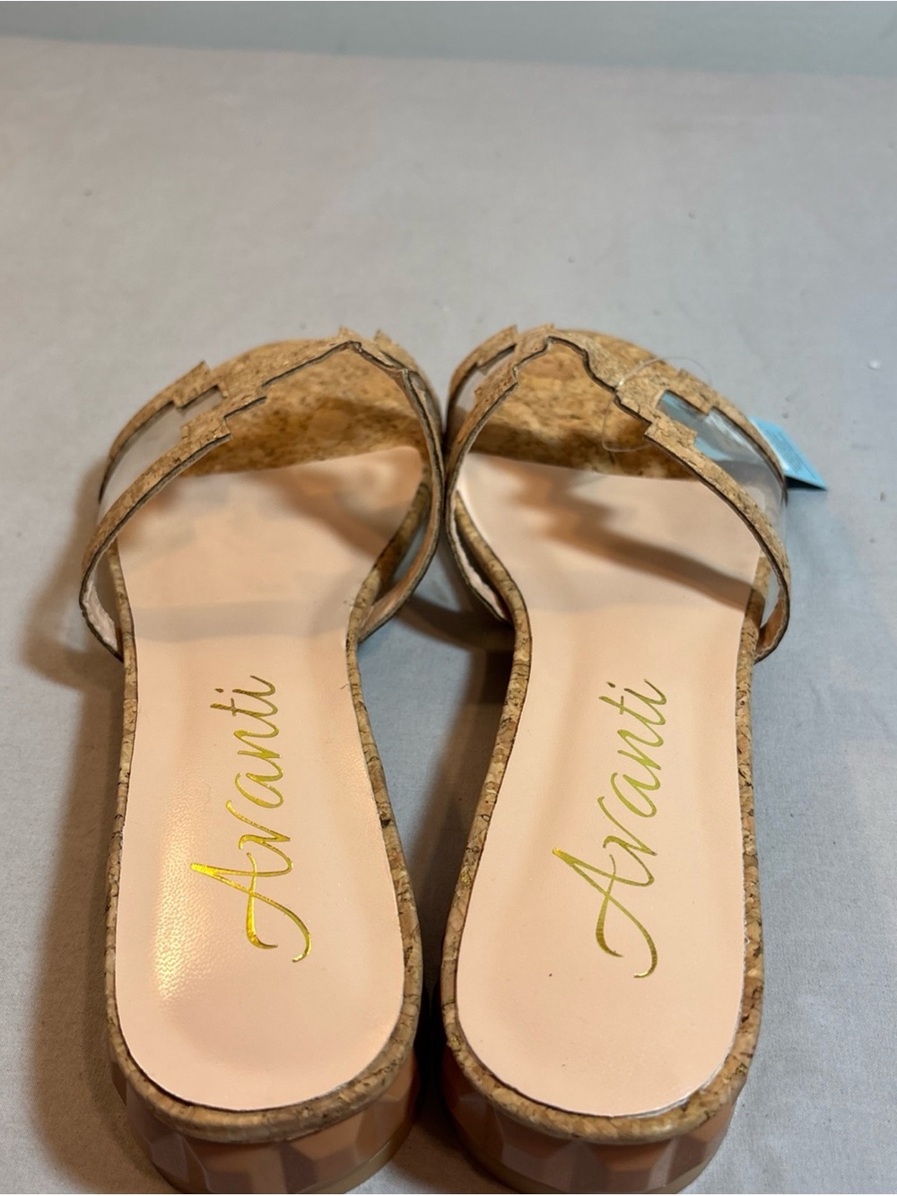 Avanti Cork-Textured Slide Mules with Clear Strap - Picture 5 of 9